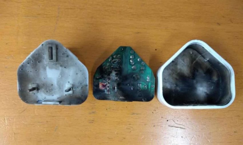 electric plug burnt